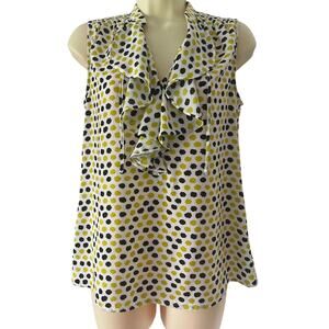 Ann Taylor Artsy Dot Print Sleeveless Blouse Woman Size XS Career Dressy